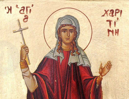 Handpainted orthodox religious icon Saint Charitina the Martyr - Handmadeiconsgreece
