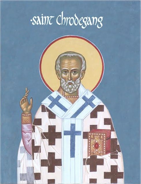 Handpainted catholic religious icon Saint Chrodegang Bishop of Metz - Handmadeiconsgreece