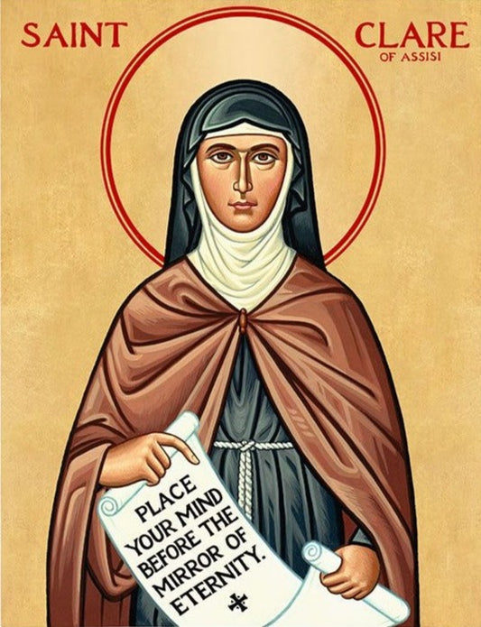 Handpainted catholic religious icon Saint Clare of Assisi - HandmadeIconsGreece