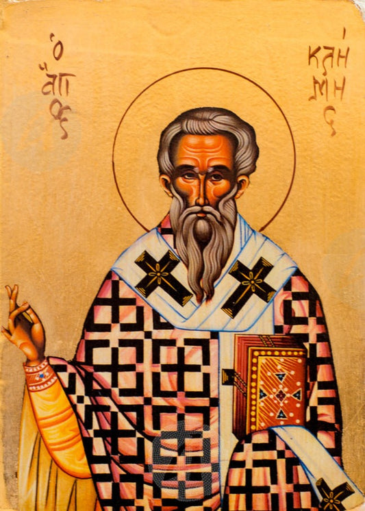 Handpainted Orthodox religious icon Saint Clement of Rome - Handmadeiconsgreece