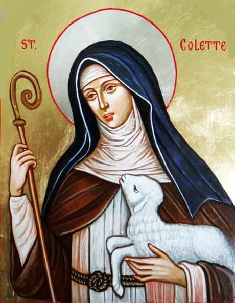 Handpainted catholic religious icon Saint Colette of Corbie - Handmadeiconsgreece