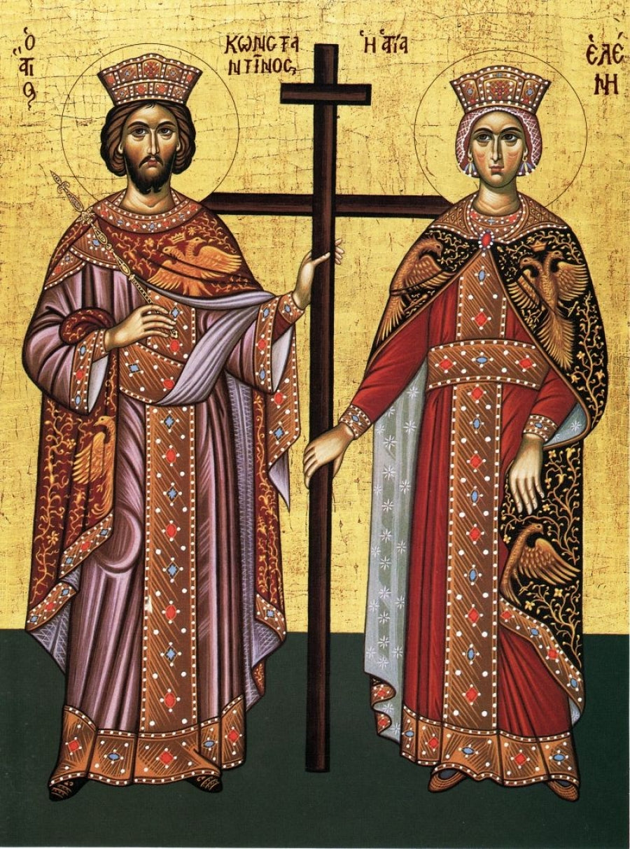 Handpainted orthodox religious icon Saint Constantine and Saint Helen - Handmadeiconsgreece