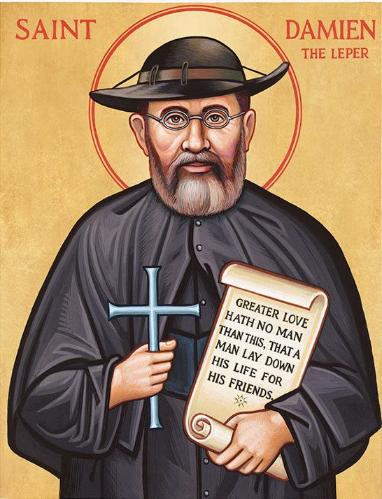 Handpainted Catholic icon Saint Damien of Molokai – HandmadeIconsGreece