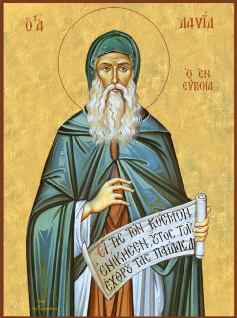 Handpainted orthodox religious icon Saint David of Evia - HandmadeIconsGreece