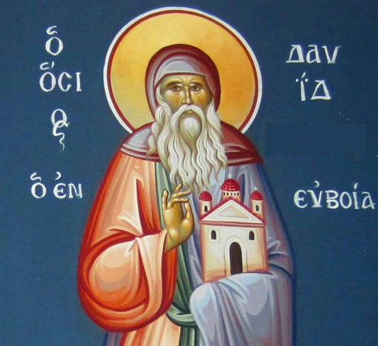 Handpainted orthodox religious icon Saint David of Evia - HandmadeIconsGreece