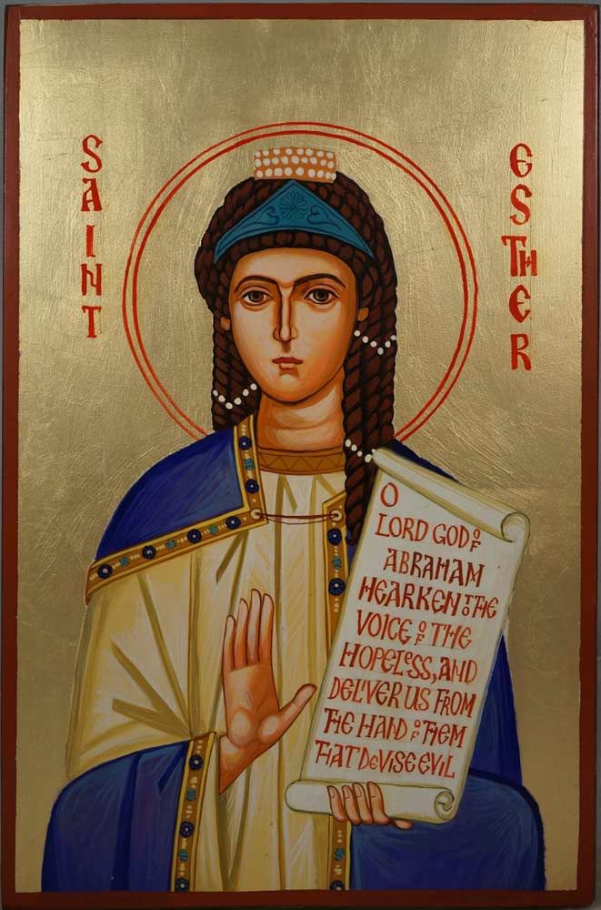 Handpainted orthodox religious icon Saint Esther the Righteous - Handmadeiconsgreece