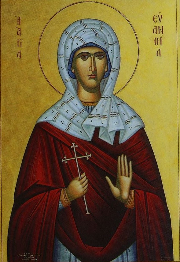 Handpainted orthodox religious icon Saint Evanthia the Martyr - Handmadeiconsgreece