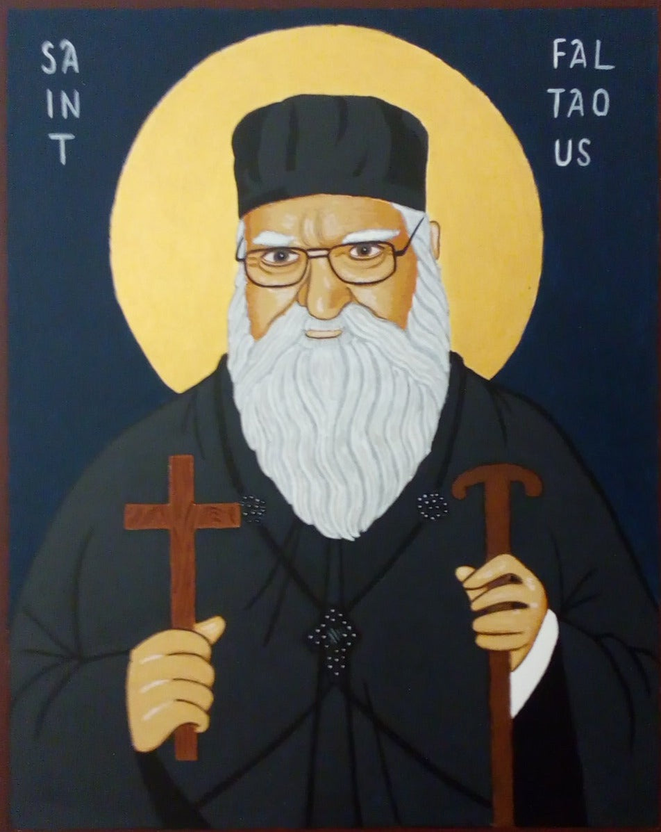Handpainted orthodox coptic religious icon Saint Faltaous - HandmadeIconsGreece
