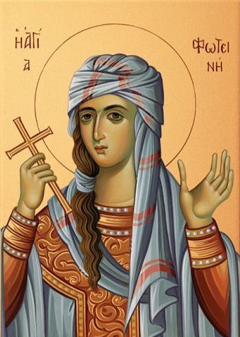 Handpainted orthodox religious icon Saint Fotini the Samaritan Woman - HandmadeIconsGreece