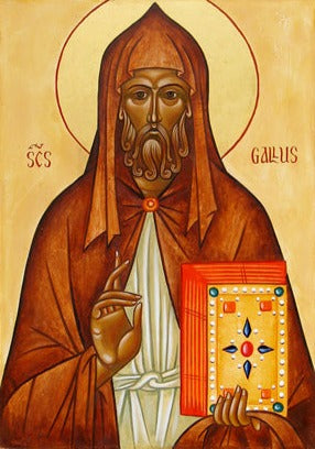 Handpainted catholic religious icon Saint Gallus the Enlightener of Switzerland - Handmadeiconsgreece