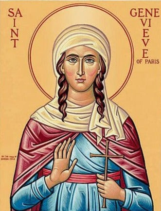 Handpainted catholic religious icon Saint Genevieve of Paris - HandmadeIconsGreece