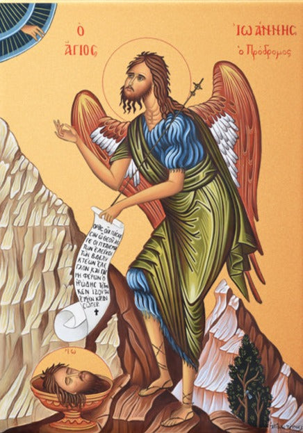 Handpainted orthodox religious icon Saint John the Baptist - Handmadeiconsgreece