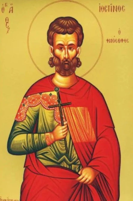 Handpainted orthodox religious icon Saint Justin the Philosopher and Martyr - Handmadeiconsgreece