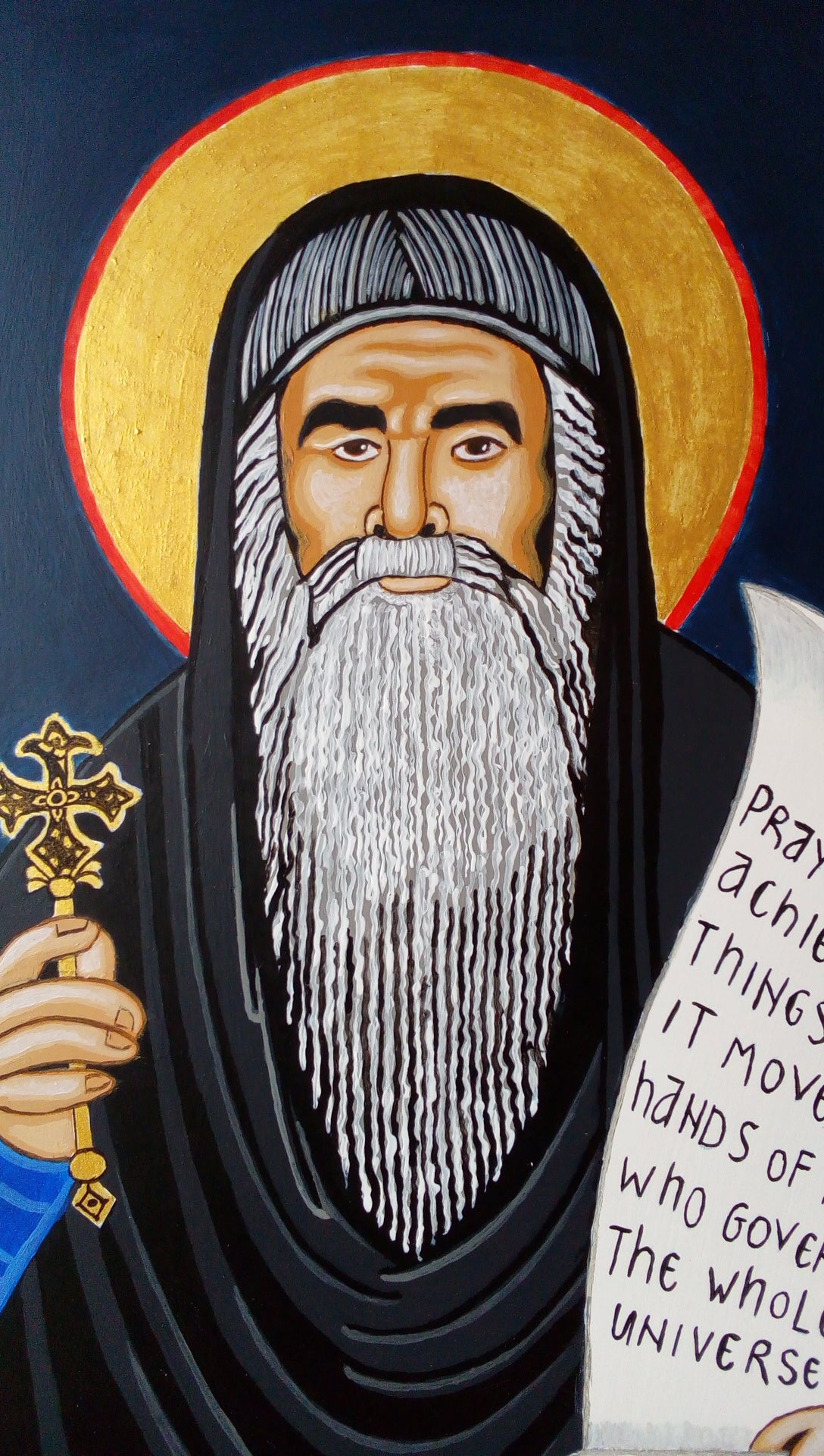 Handpainted orthodox coptic religious icon Saint Kyrillos of Alexandria - HandmadeIconsGreece