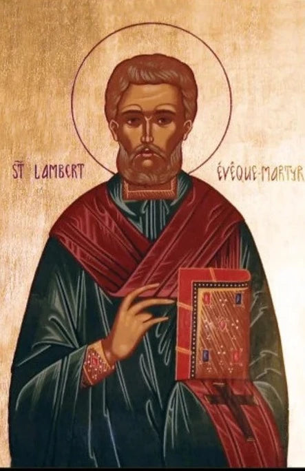 Handpainted catholic religious icon Saint Lambert Bishop of Maastricht - Handmadeiconsgreece