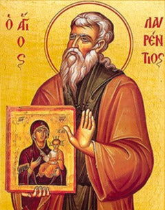 Handpainted orthodox religious icon Saint Laurence Founder of the Phaneromene Monastery of Salamina - Handmadeiconsgreece