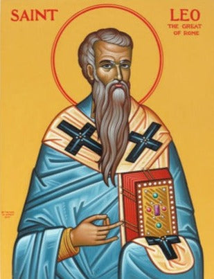 Handpainted orthodox religious icon Saint Leon the Great - HandmadeIconsGreece
