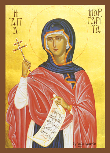 Handpainted orthodox religious icon Saint Margaret of Antioch - Handmadeiconsgreece