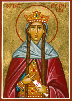 Handpainted catholic religious icon Saint Matilda of Ringelheim - Handmadeiconsgreece