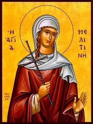 Handpainted orthodox religious icon Saint Melitini or Melina the Martyr - Handmadeiconsgreece