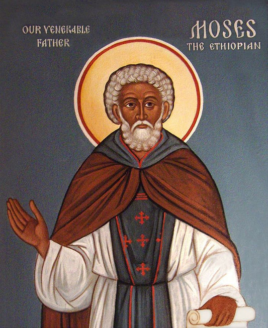 Handpainted orthodox religious icon Saint Moses the Ethiopian or Black - Handmadeiconsgreece