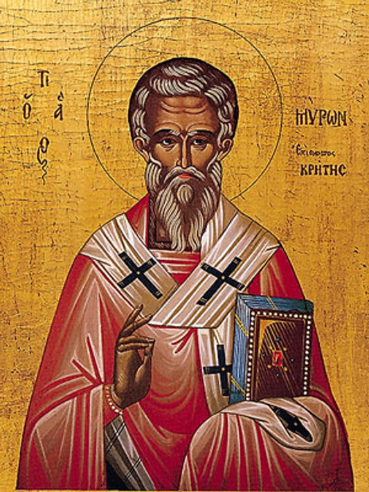Handpainted orthodox religious icon Saint Myron Bishop of Crete - Handmadeiconsgreece