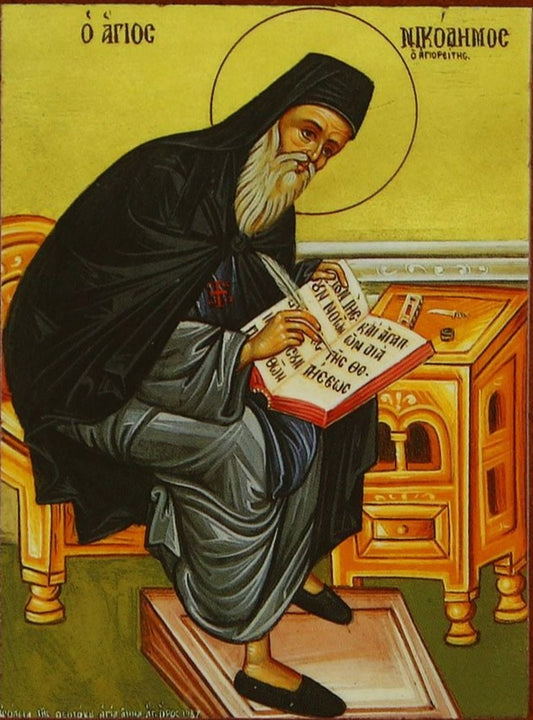 Handpainted orthodox religious icon Saint Nicodemus of Mount Athos - Handmadeiconsgreece