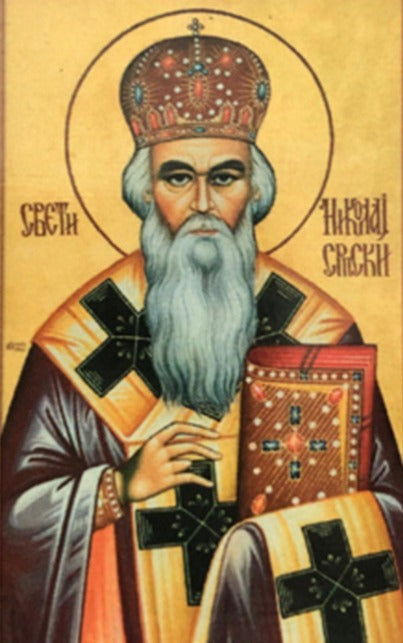 Handpainted orthodox religious icon of Saint Nikolai Velimirovich of Serbia - Handmadeiconsgreece