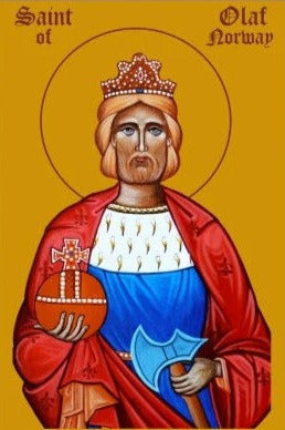 Handpainted catholic religious icon Saint Olaf King of Norway - Handmadeiconsgreece
