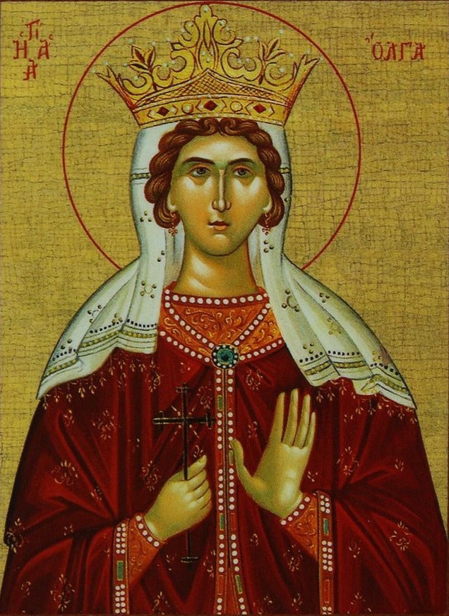 Handpainted orthodox religious icon Saint Olga of Kiev Grand Princess - Handmadeiconsgreece