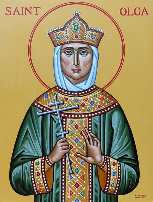 Handpainted russian orthodox religious icon Saint Olga of Kiev - Handmadeiconsgreece