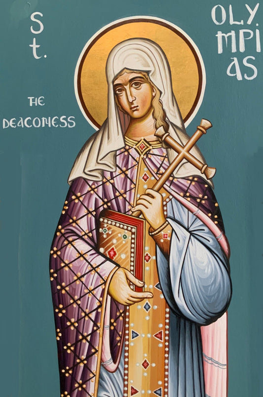 Handpainted orthodox religious icon Saint Olympias the Deaconess - Handmadeiconsgreece