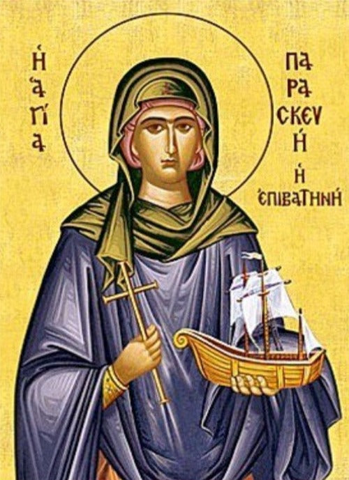 Handpainted orthodox religious icon Saint Paraskevi Epivatini or of the Balkans - Handmadeiconsgreece 