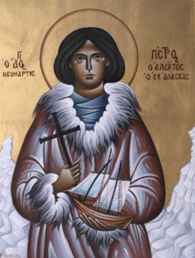 Handpainted orthodox religious icon Saint Peter the Aleut - HandmadeIconsGreece