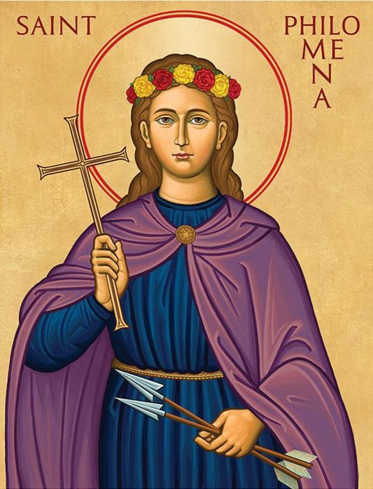 Handpainted catholic religious icon Saint Philomena - Handmadeiconsgreece