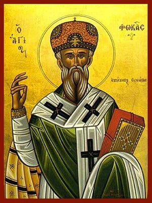 Handpainted orthodox religious icon Saint Phocas the Hieromartyr and Bishop of Sinope - Handmadeiconsgreece