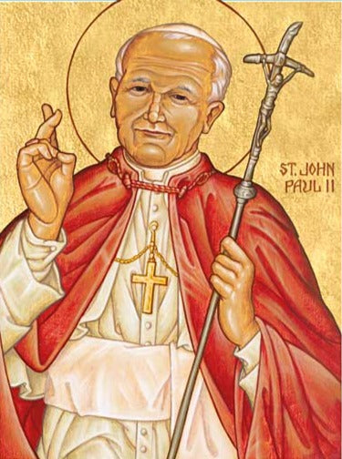 Handpainted catholic religious icon Saint Pope John Paul II Bishop of Rome - Handmadeiconsgreece