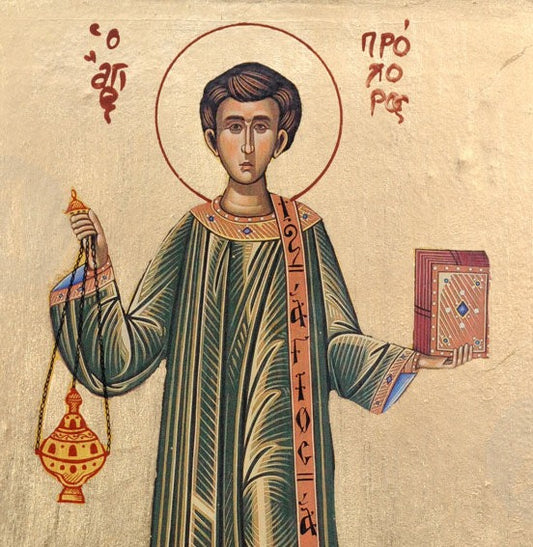 Handpainted orthodox religious icon Saint Prochorus the Deacon - Handmadeiconsgreece