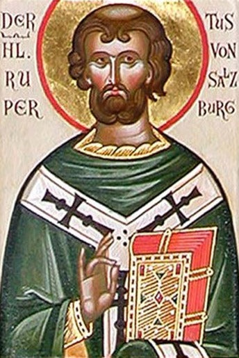Handpainted catholic religious icon Saint Rupert of Salzburg - Handmadeiconsgreece