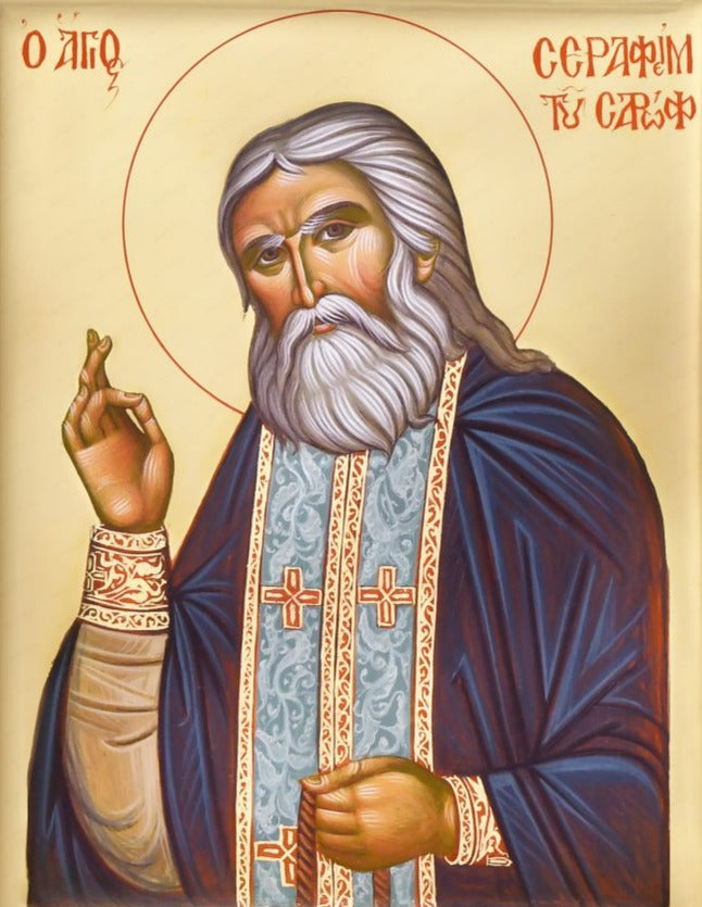 Handpainted orthodox russian religious icon Saint Seraphim of Sarov icon - HandmadeIconsGreece