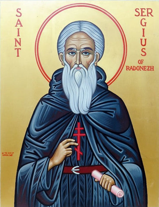 Handpainted orthodox russian religious icon Saint Sergius of Radonezh - HandmadeIconsGreece
