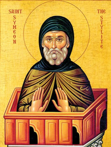 Handpainted orthodox religious icon Saint Simeon the Stylite - HandmadeIconsGreece
