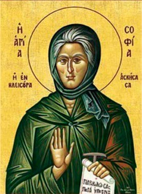 Handpainted orthodox religious icon Saint Sophia the Ascetic of Kleisoura - Handmadeiconsgreece