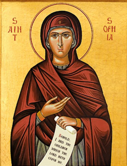 Handpainted orthodox religious icon Saint Sophia the Mother of Orphans - HandmadeIconsGreece