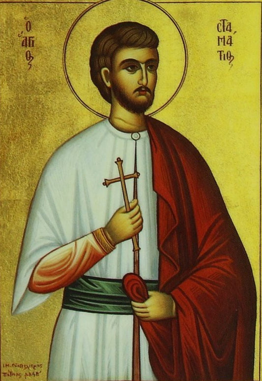 Handpainted orthodox religious icon Saint Stamatios the New Martyr of Volos - Handmadeiconsgreece