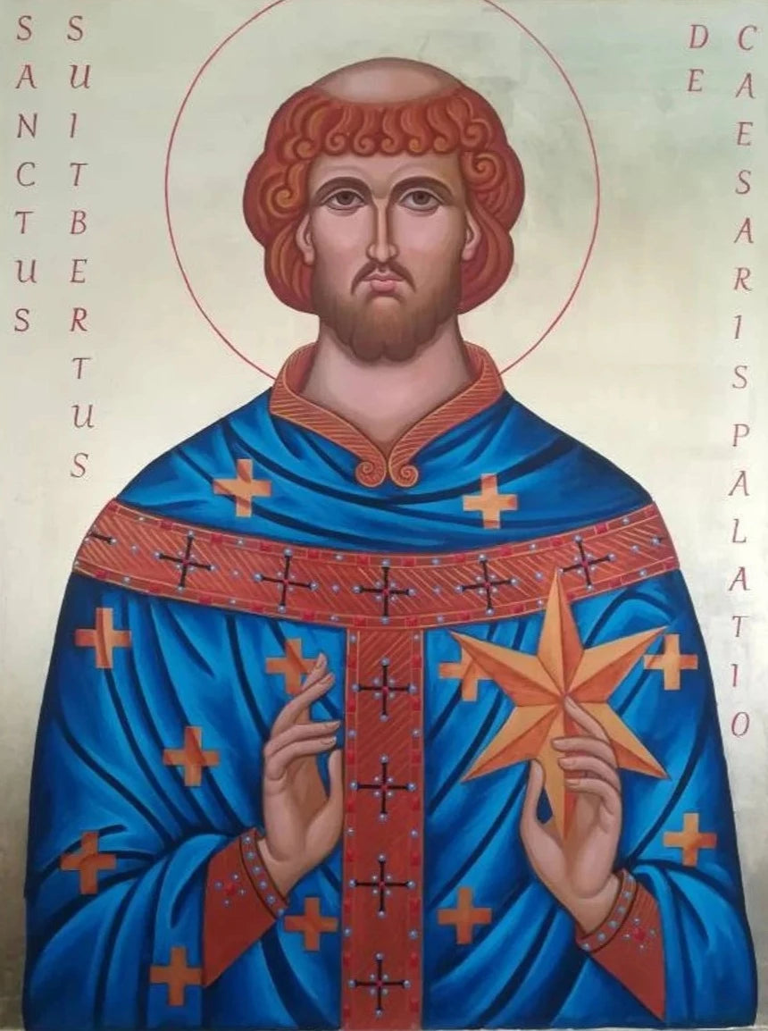 Handpainted catholic religious icon Saint Suitbert of Germany - Handmadeiconsgreece