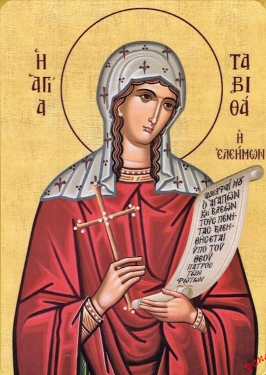 Handpainted orthodox religious icon Saint Tabitha the Merciful - Handmadeiconsgreece