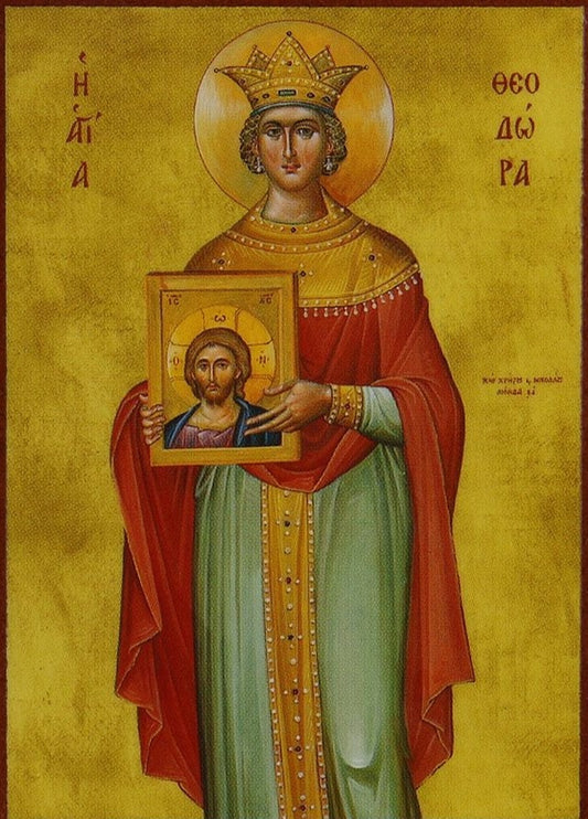Handpainted orthodox religious icon Saint Theodora the Queen - HandmadeIconsGreece