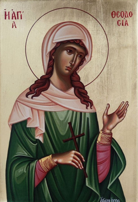 Handpainted orthodox religious icon Saint Theodosia the Virgin Martyr - Handmadeiconsgreece