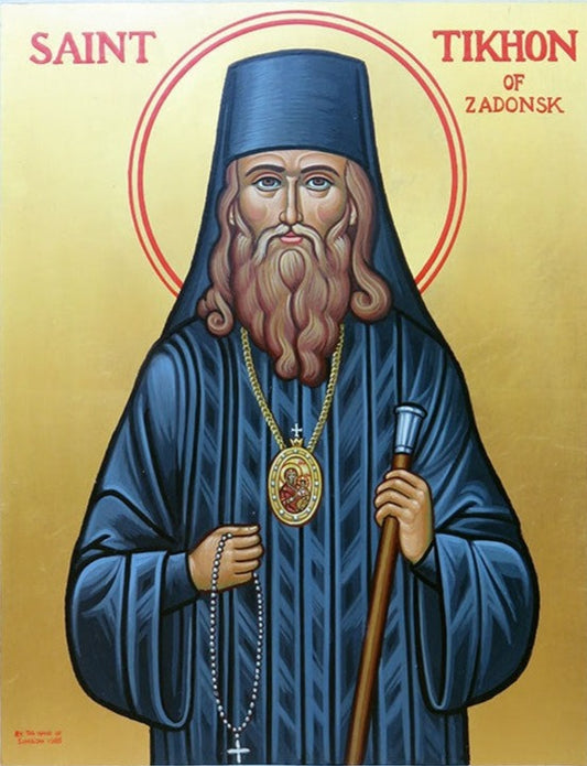 Handpainted orthodox russian religious icon Saint Tikhon of Zadonsk - HandmadeIconsGreece
